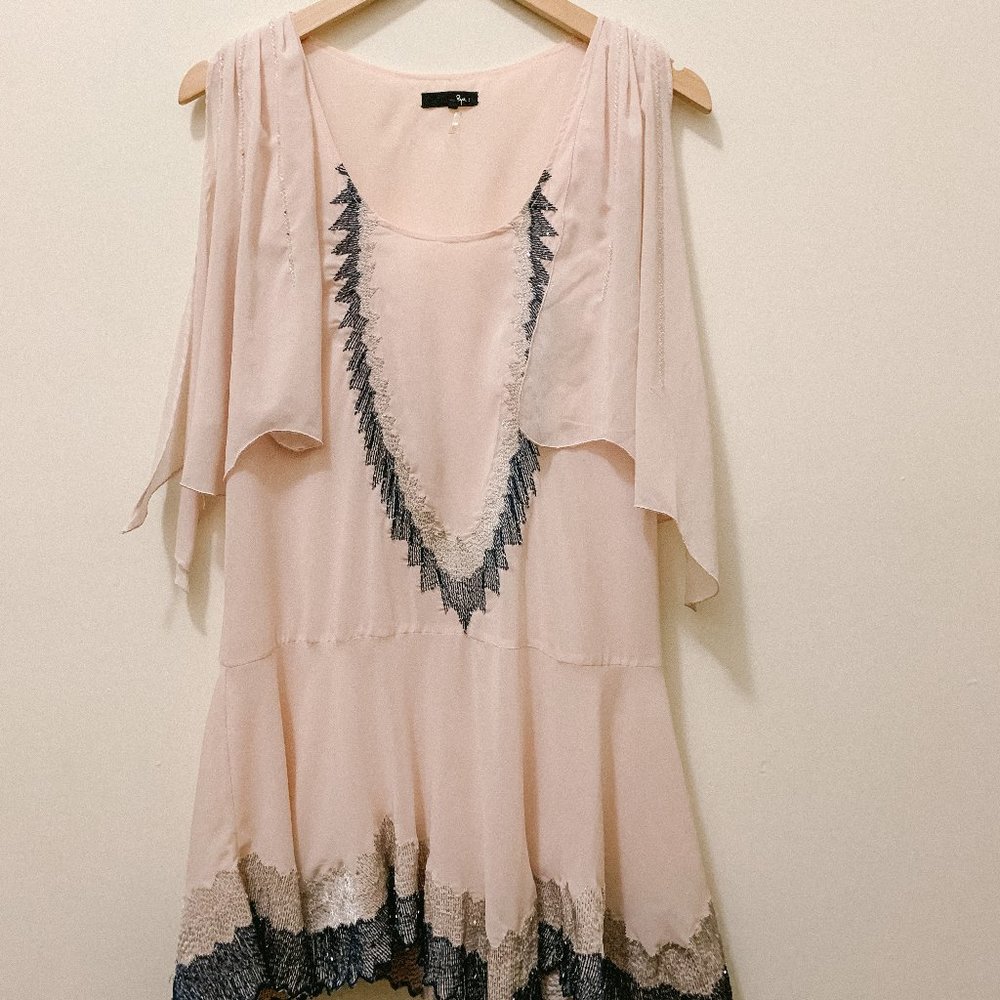 Anthropologie Ryu 1920's Pink Flapper Beaded Dress